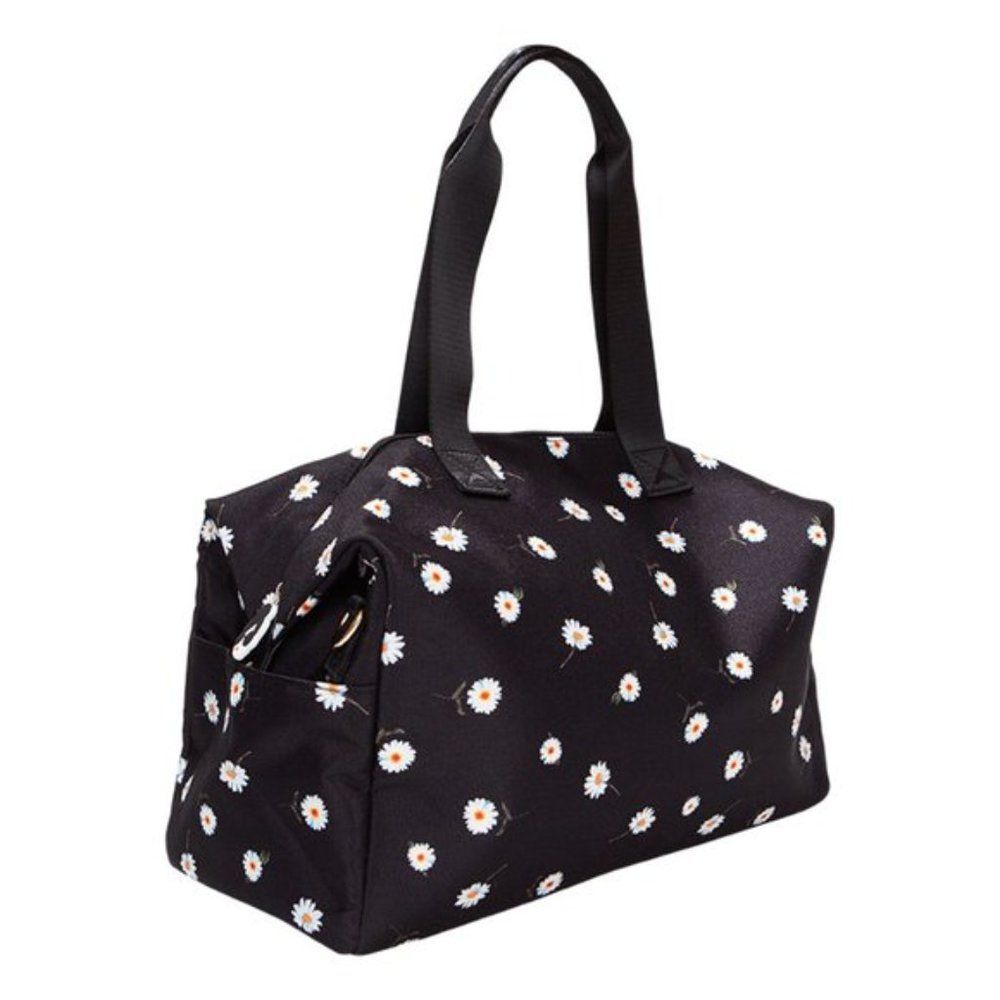 NWT Alice + Olivia Black Daisy Print Duffel Bag